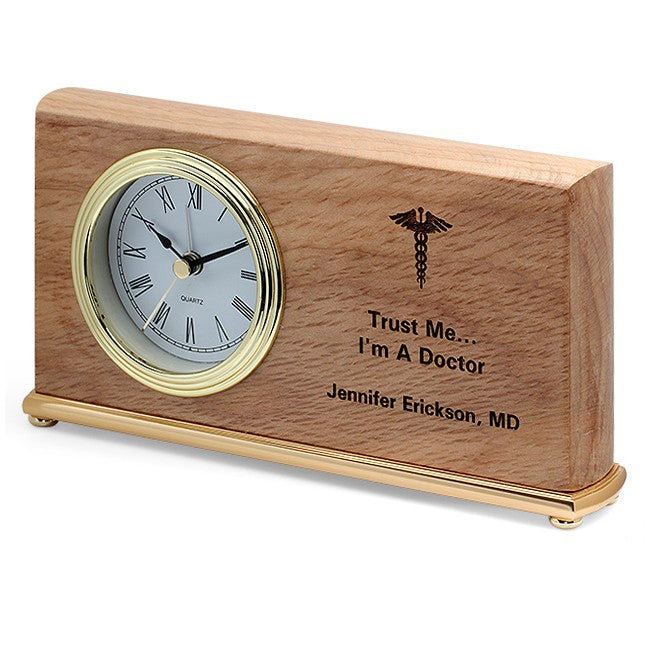 Doctor's Personalized Wood Desk Clock
