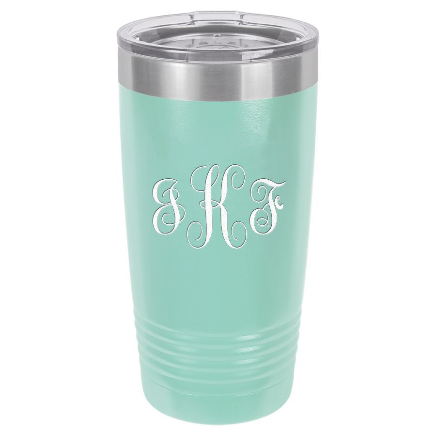 Script Monogram 20 Ounce Teal Polar Camel Travel Mug