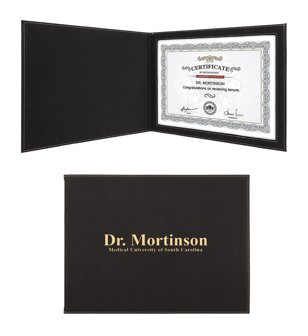 Personalized Black & Gold Certificate Holder