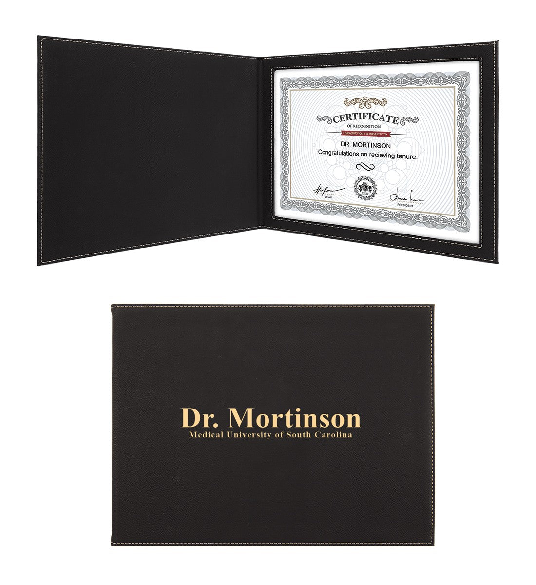 Personalized Black & Gold Certificate Holder