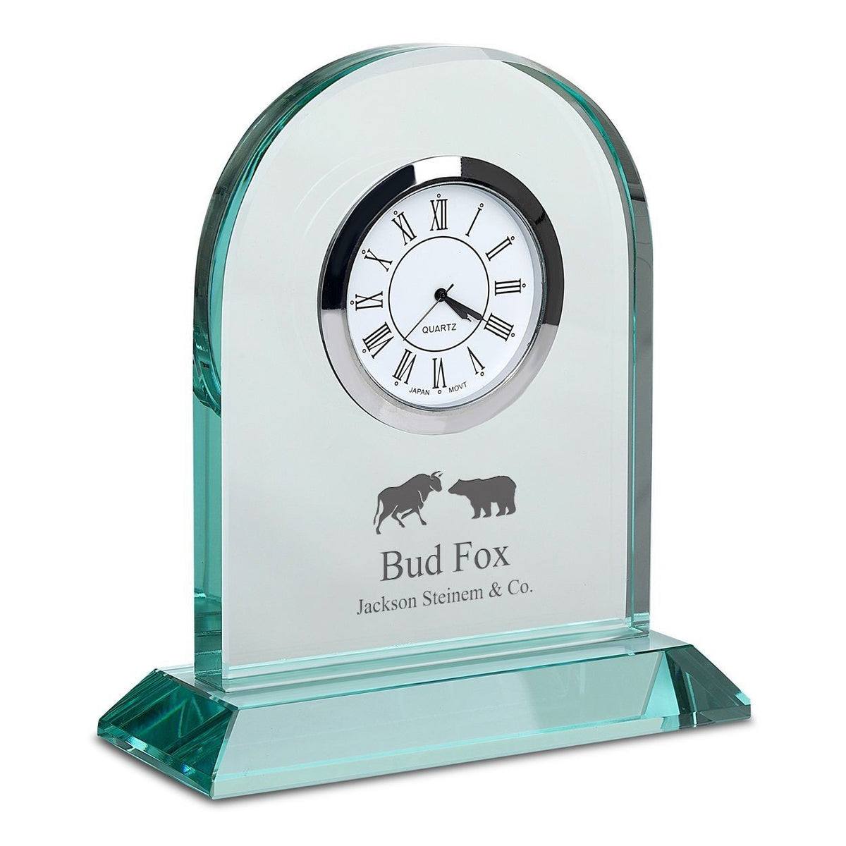 Bull & Bear Personalized Dome Shaped Crystal Desk Clock