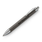 Silver & Gray Leatherette Click Action Ballpoint Pen - Free Personalization