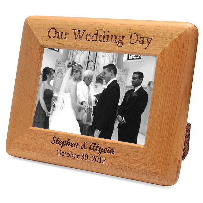 Personalized Red Alder Our Wedding Day Picture Frame