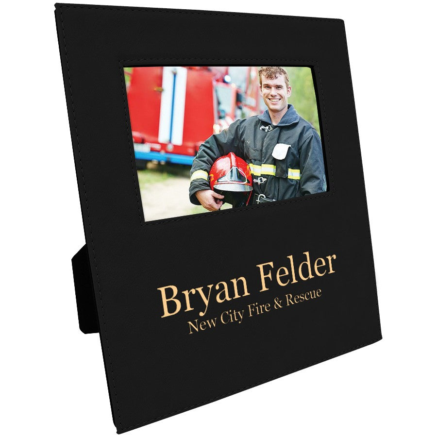 Black & Gold 5" x 7" Picture Frame with Large Personalization Area