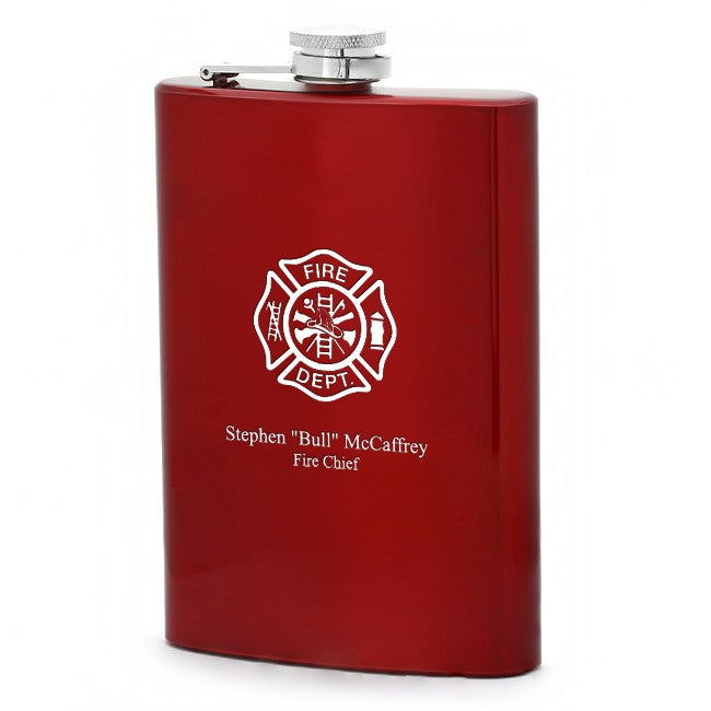 Fire Department Personalized Red Flask - Executive Gift Shoppe