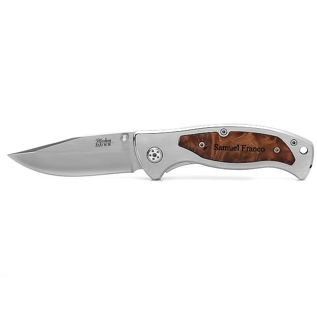Large Steel & Wood Personalized Lockblade Knife - Executive Gift Shoppe