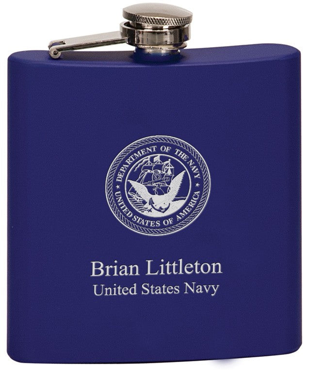 Personalized US Navy Blue Flask - Executive Gift Shoppe