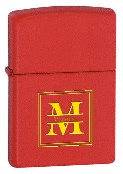 Split Monogram Red Matte Zippo Lighter