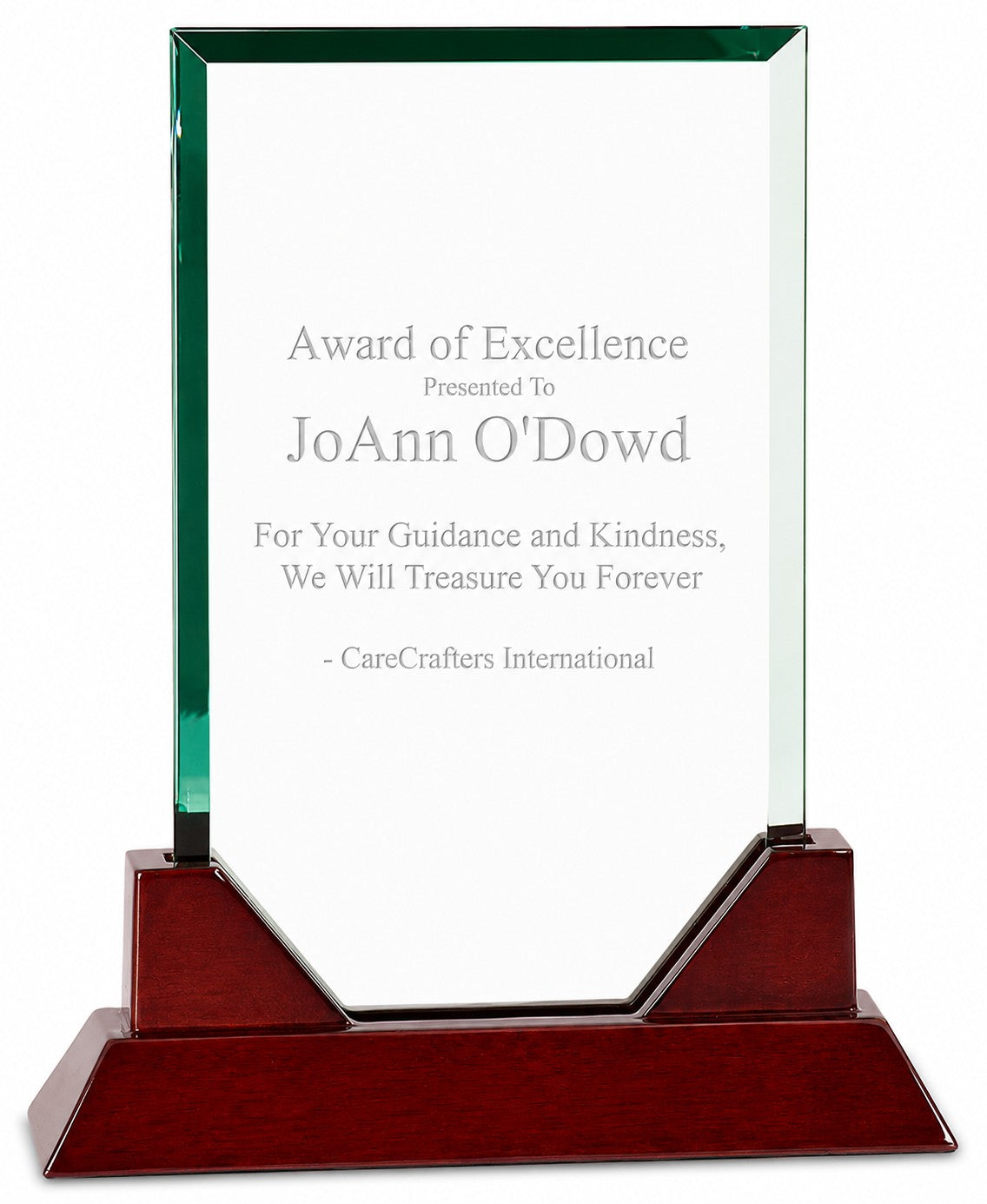 Prestige Rectangle Glass and Rosewood Award