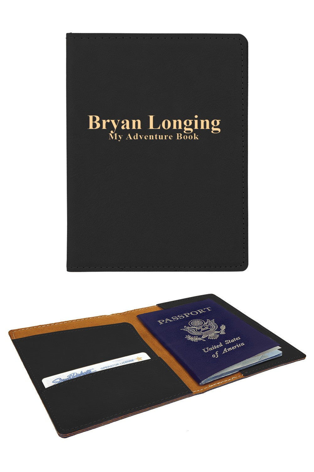 Personalized Black & Gold Passport Holder