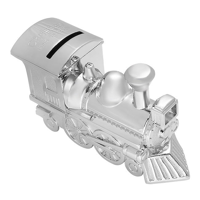 Personalized Silver Plated Train Bank