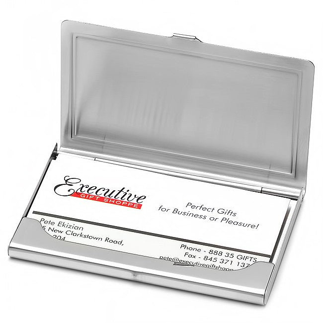 Stainless Steel Criss Cross Pattern Business Card Case - Executive Gift Shoppe