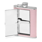 Women's Pink Leather Flask With Cigarette Case - Executive Gift Shoppe