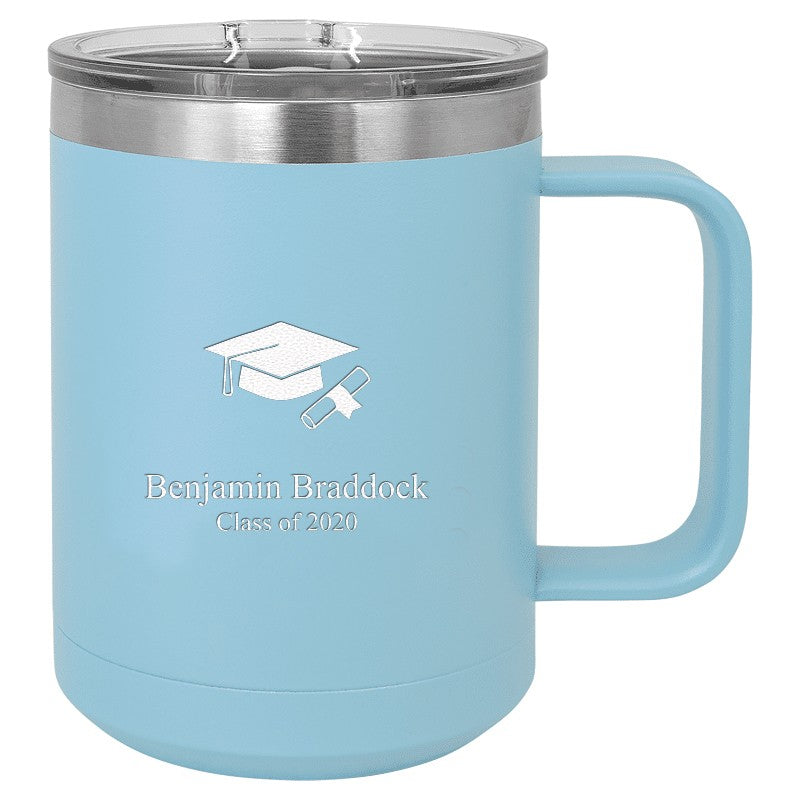 Graduate Theme Light Blue Personalized Insulated Polar Camel Coffee Mug