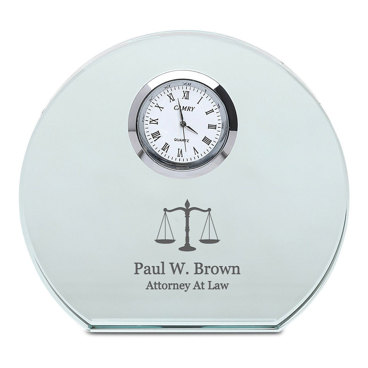 Lawyer Personalized Round Crystal Desk Clock