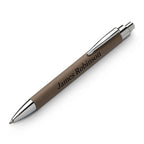 Silver & Brown Leatherette Click Action Ballpoint Pen - Free Personalization