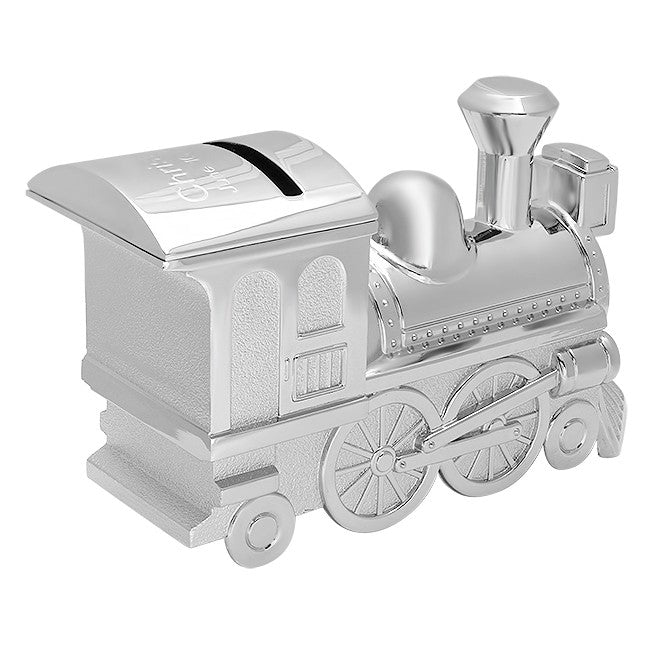 Personalized Silver Plated Train Bank