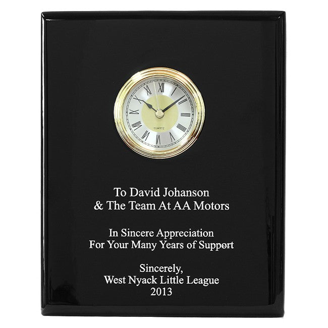 Black Piano Finish Recognition Wall Plaque with Clock