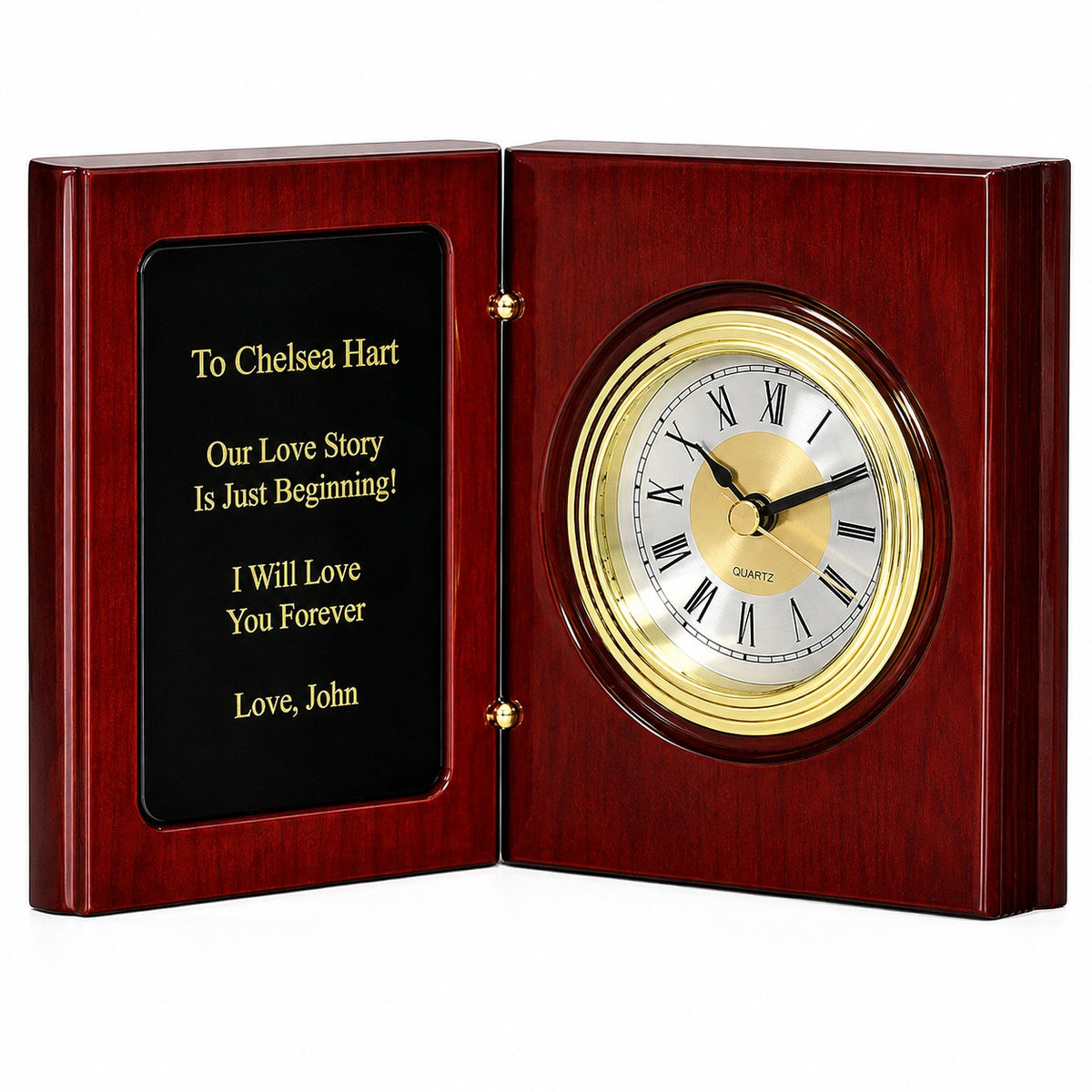 Book Of Life Personalized Rosewood Desk Clock - Executive Gift Shoppe