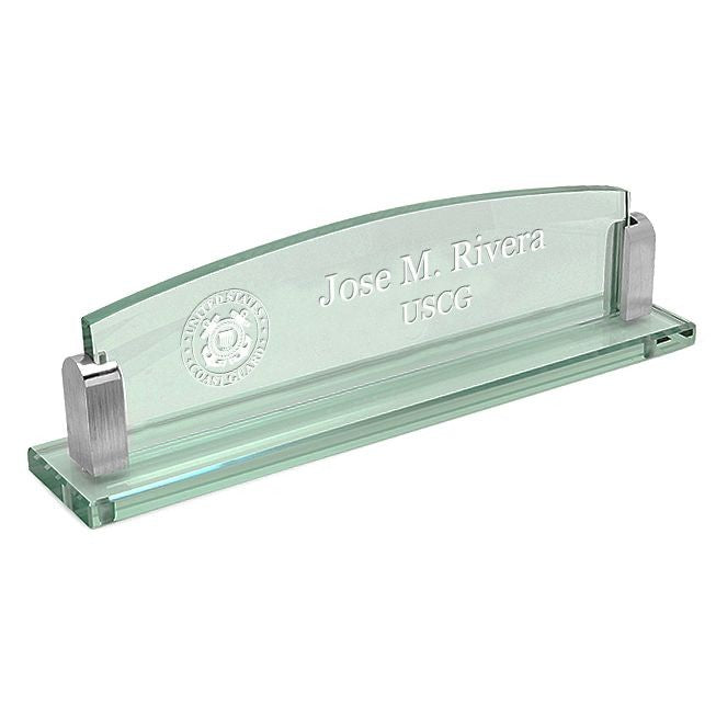 Coast Guard Theme Personalized Glass Desktop Name Plate