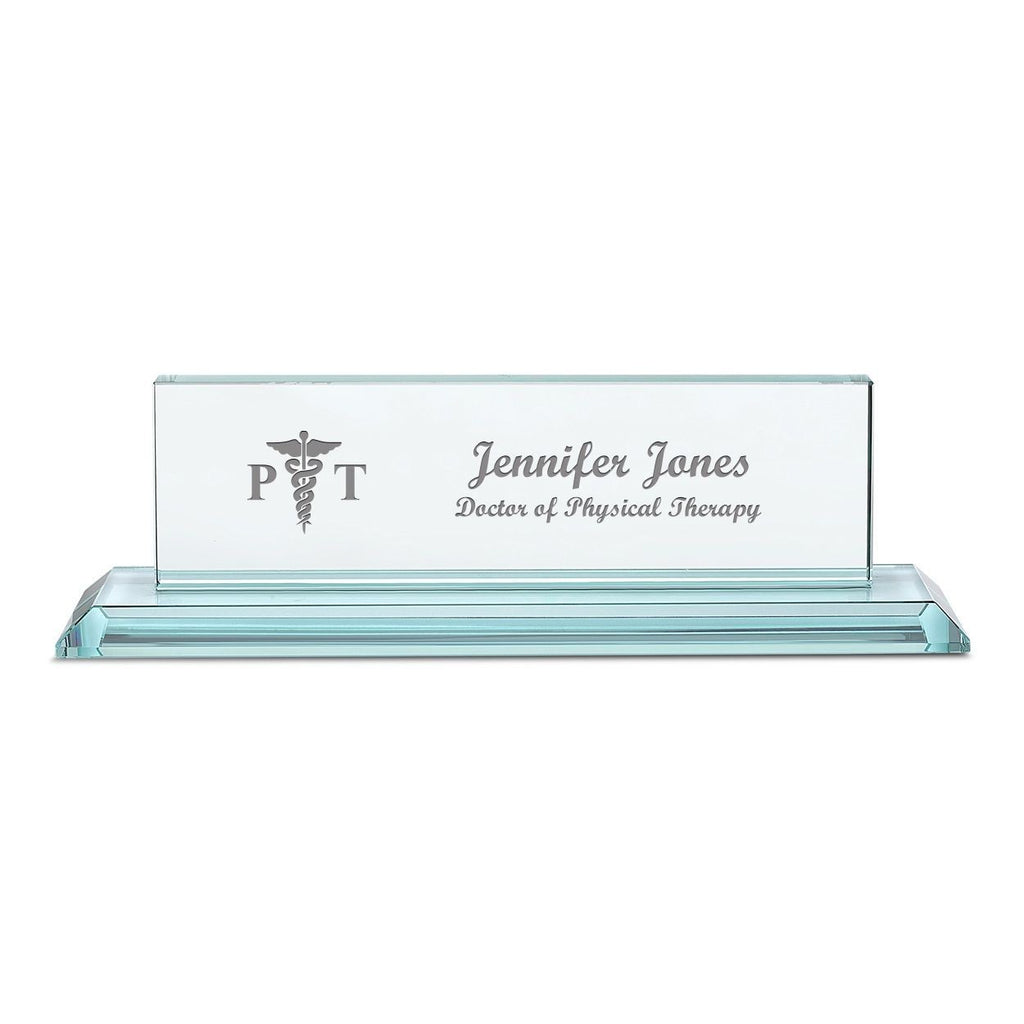 Distinguished Collection Physical Therapist Theme Personalized Crystal Desktop Name Plate