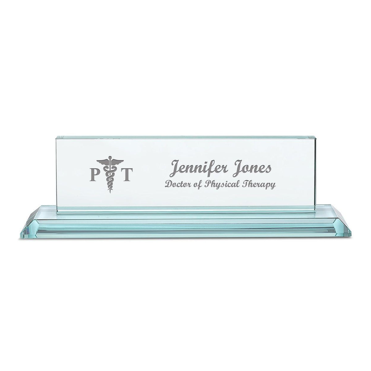 Distinguished Collection Physical Therapist Theme Personalized Crystal Desktop Name Plate