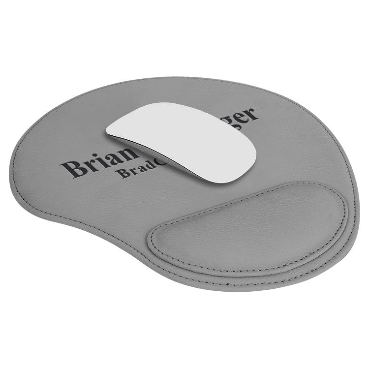 Personalized Gray & Black Leatherette Mousepad