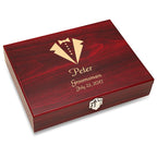 Tuxedo Theme Black Flask Set with Wooden Box