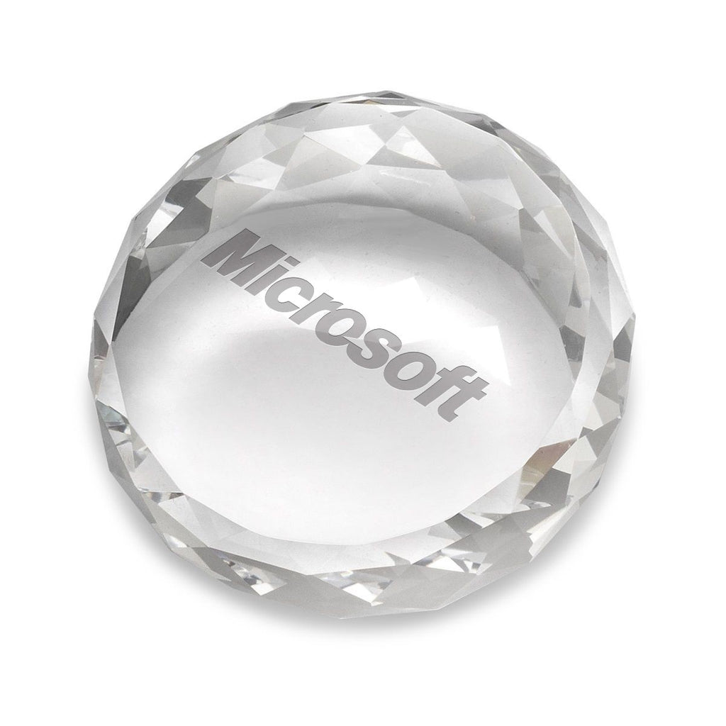 Laser Engraved Uneven Round Paperweight & Desktop Award with Faceted Edges