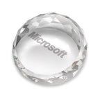 Laser Engraved Uneven Round Paperweight & Desktop Award with Faceted Edges