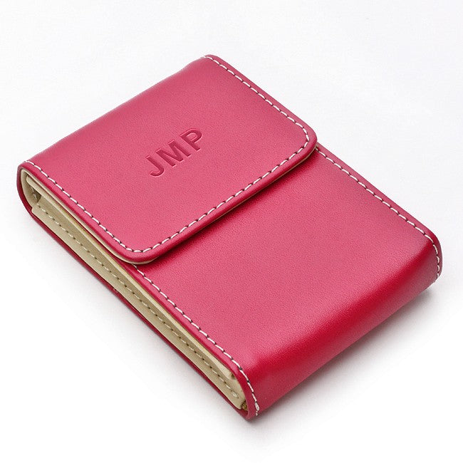 Pastel Pink Faux Leather Business Card Holder - Executive Gift Shoppe
