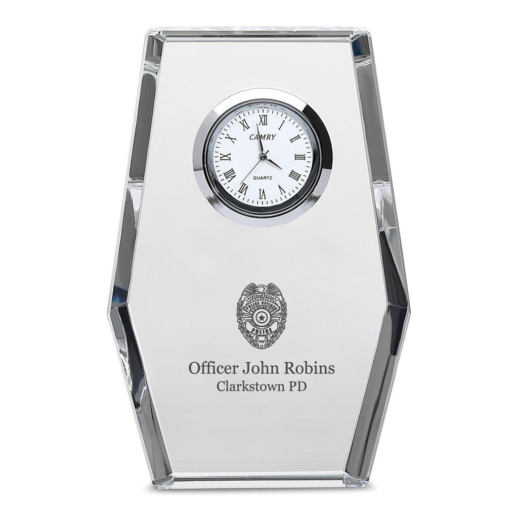 Police Officer Personalized Crystal Desk Clock