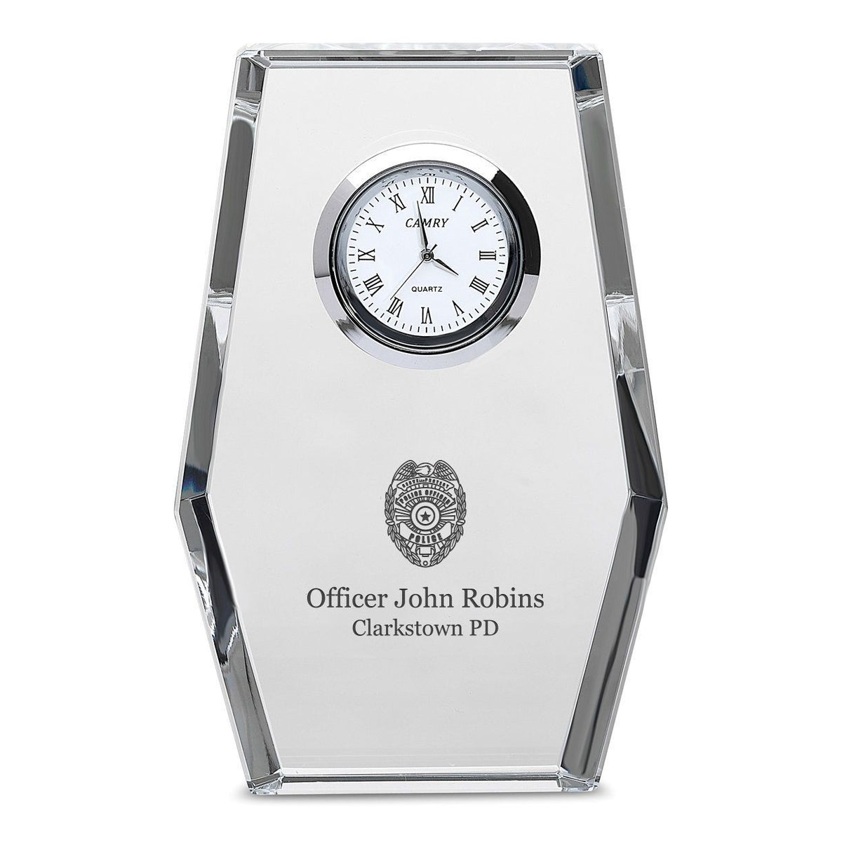 Police Officer Personalized Crystal Desk Clock