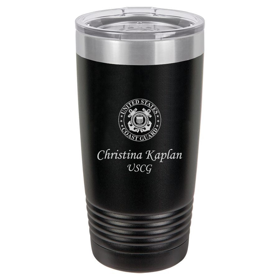 Coast Guard Theme Personalized 20 Ounce Black Polar Camel Travel Mug