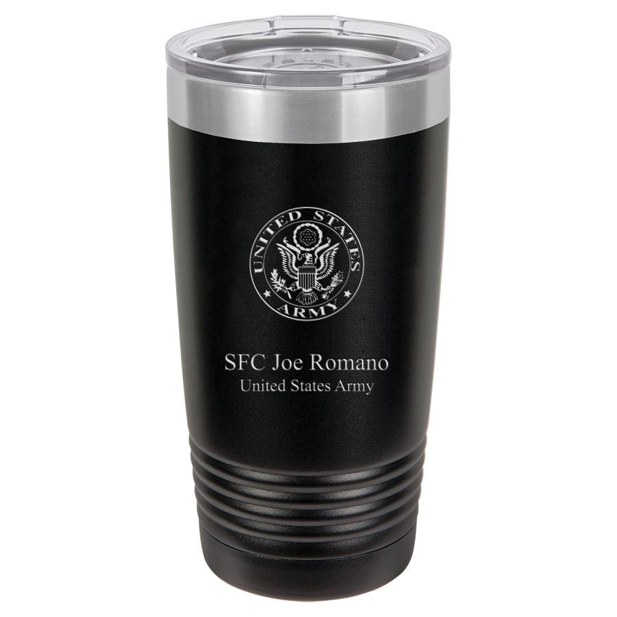 Army Emblem 20 Ounce Black Polar Camel Travel Mug