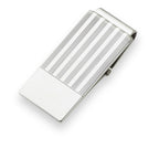 Sterling Silver Pinstripe Engravable Money Clip with Hinged Grip - Executive Gift Shoppe