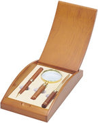 Rosewood & Brass Pen, Letter Opener and Magnifier Gift Set