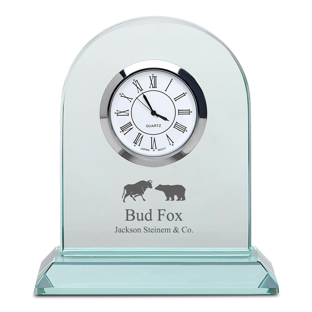 Bull & Bear Personalized Dome Shaped Crystal Desk Clock