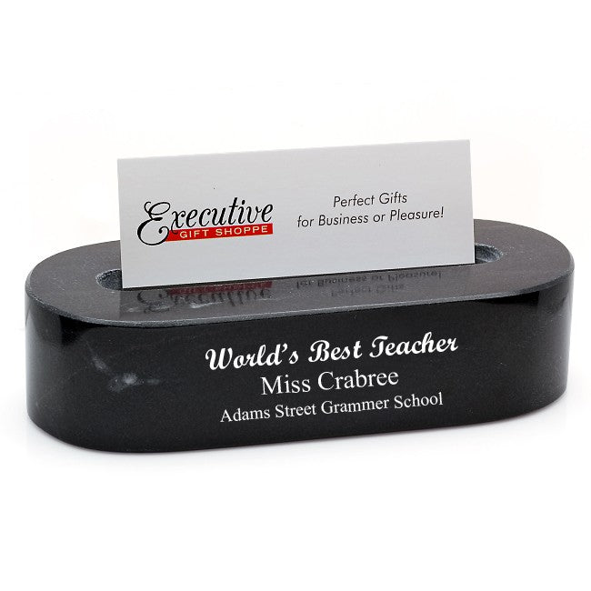 World's Best Teacher Desktop Business Card Holder - Executive Gift Shoppe