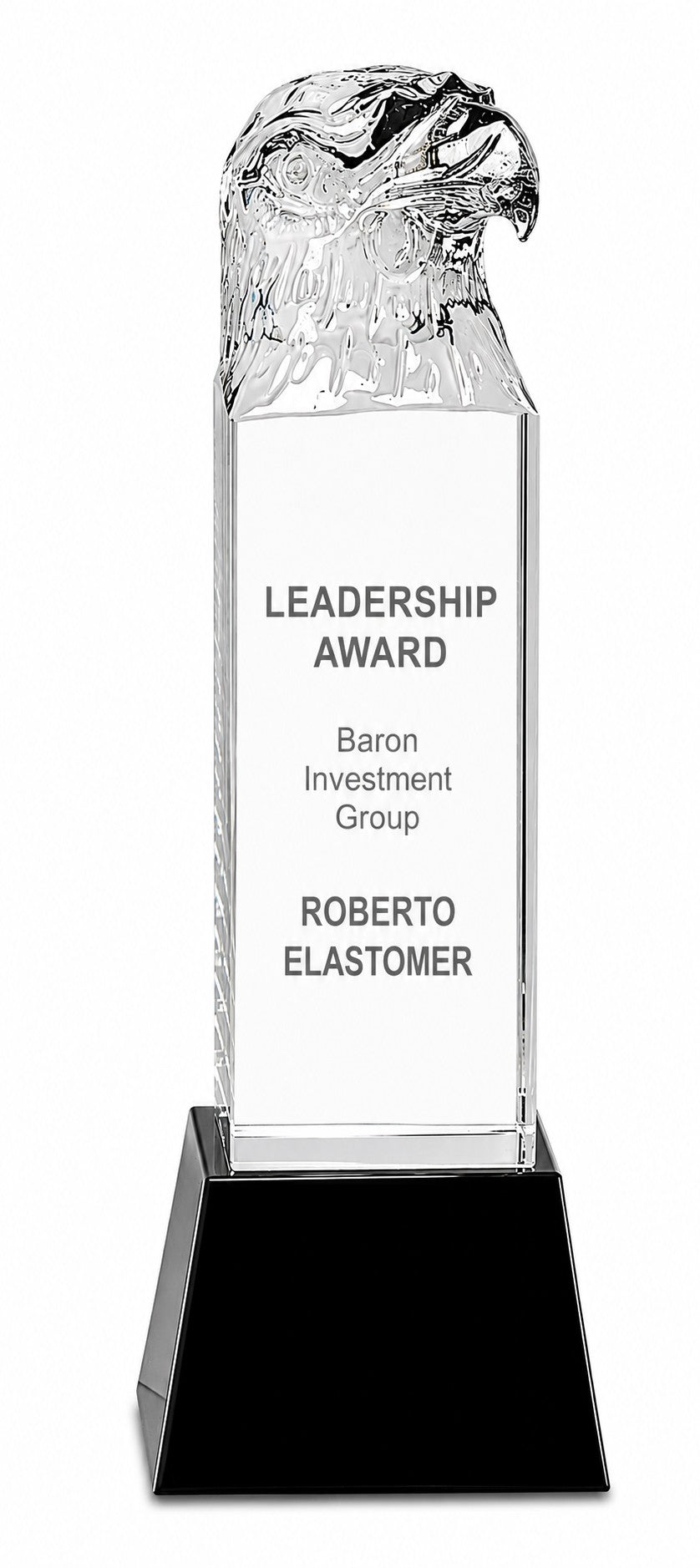 Personalized Crystal Eagle Recognition Award with Black Crystal Base