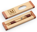 Split Monogram Theme Personalized Maple & Rosewood Engraved Pen and Box