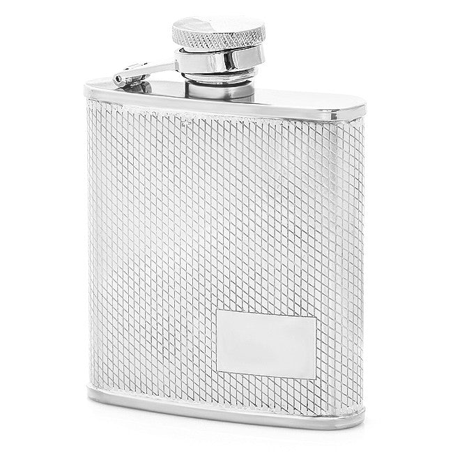 2.5 Ounce Diamond Finish Engraved Flask - Executive Gift Shoppe