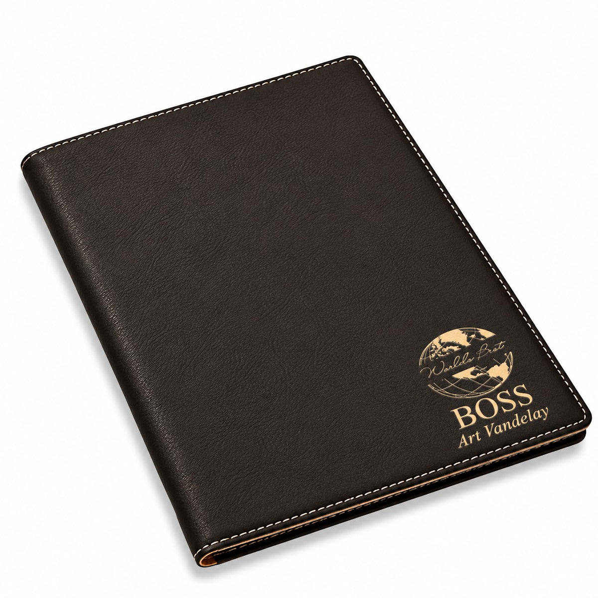 World's Best Boss Black Leatherette Portfolio & Pad Holder