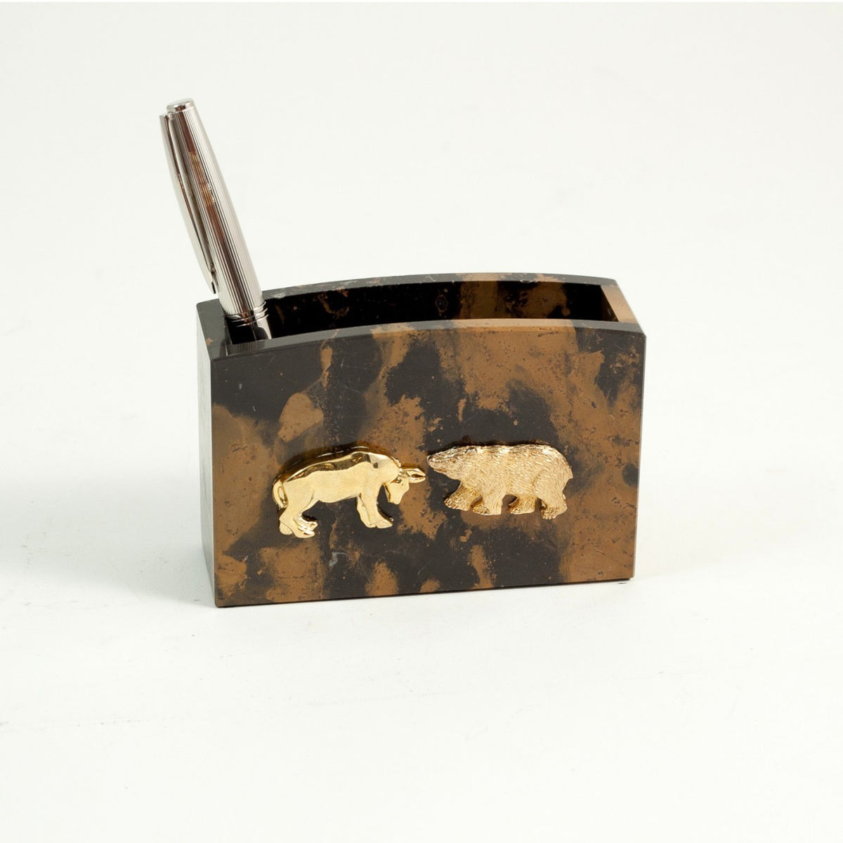 Personalized Bull & Bear Pen & Pencil Cup