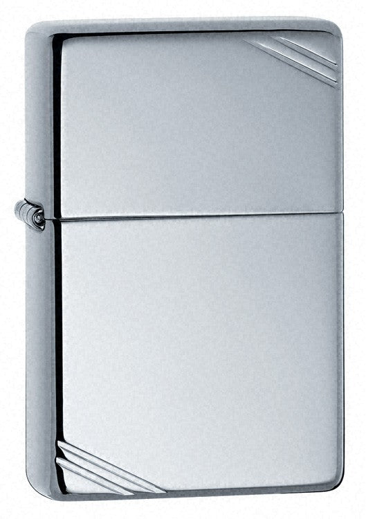 Vintage with Slashes Polished Chrome Zippo Lighter - ID# 260