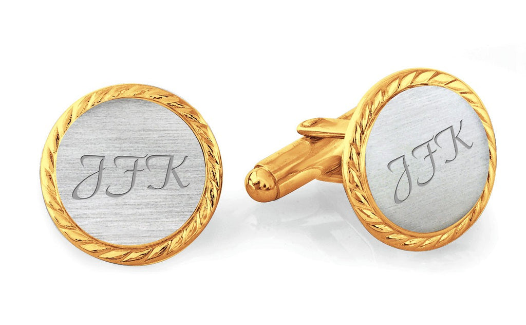 Sterling Silver & Vermeil Rope Collection Engravable Cufflinks- Discontinued