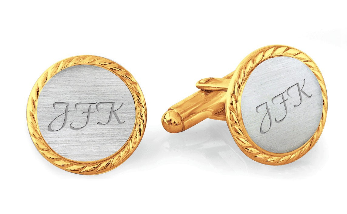 Sterling Silver & Vermeil Rope Collection Engravable Cufflinks- Discontinued
