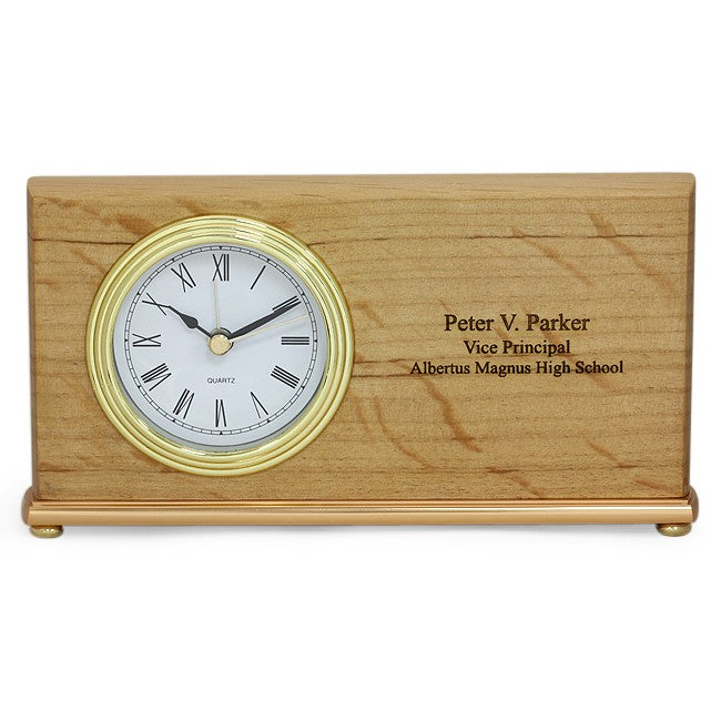 Red Alder Personalized Rectangular Desk Clock