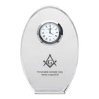 Masonic Personalized Oval Crystal Desk Clock