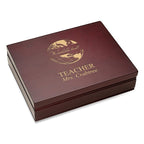 World's Best Teacher Rosewood Finish Playing Card Box